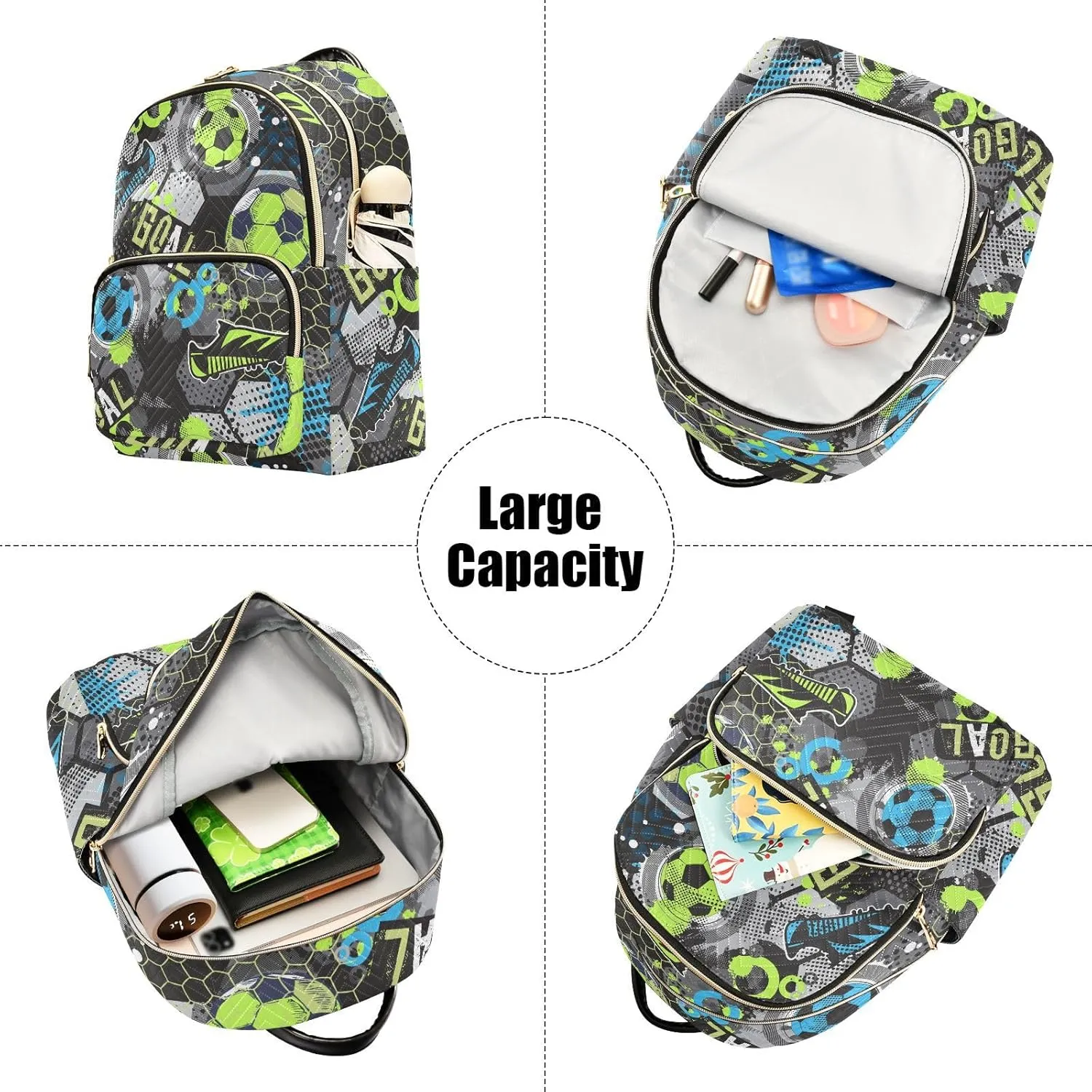 Exnundod Backpack Purse for Women Abstract Football Chaotic, Mini Fashion Backpack Soccer Goal Lightweight Casual Daypack Shoulder Bag Travel Backpack, Medium