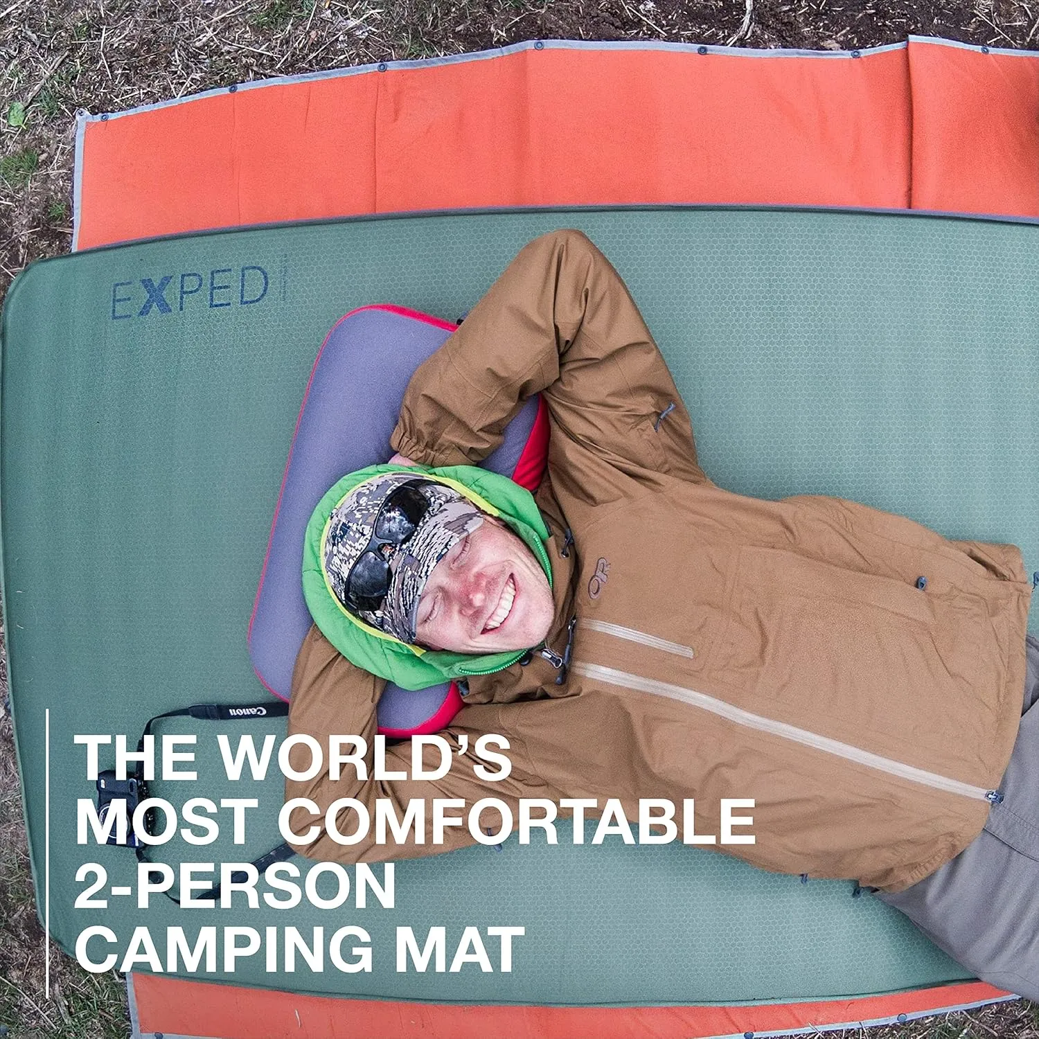 Exped MegaMat 10 Duo - Self Inflating Foam Sleeping Pad, 4" Thickness Camping Bed, Compact and Lightweight, Mini Pump Included, Green, Queen - Past Season