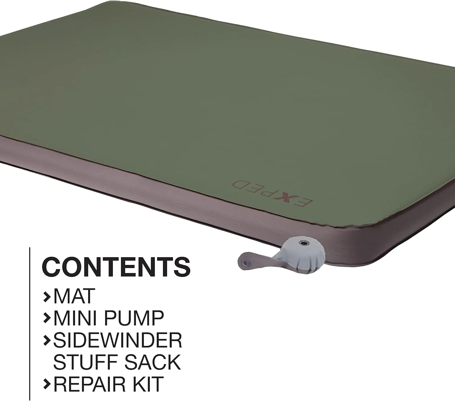 Exped MegaMat 10 Duo - Self Inflating Foam Sleeping Pad, 4" Thickness Camping Bed, Compact and Lightweight, Mini Pump Included, Green, Queen - Past Season
