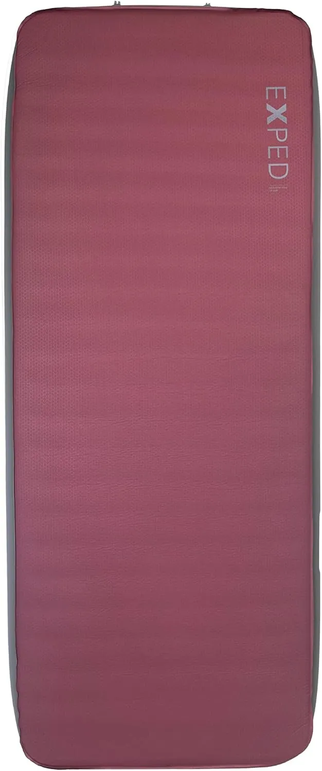 Exped MegaMat 15 - Self Inflating Foam Sleeping Pad, 6" Thickness Camping Bed, Compact and Lightweight, Mini Pump Included, Burgundy, Long Extra Wide - Past Season