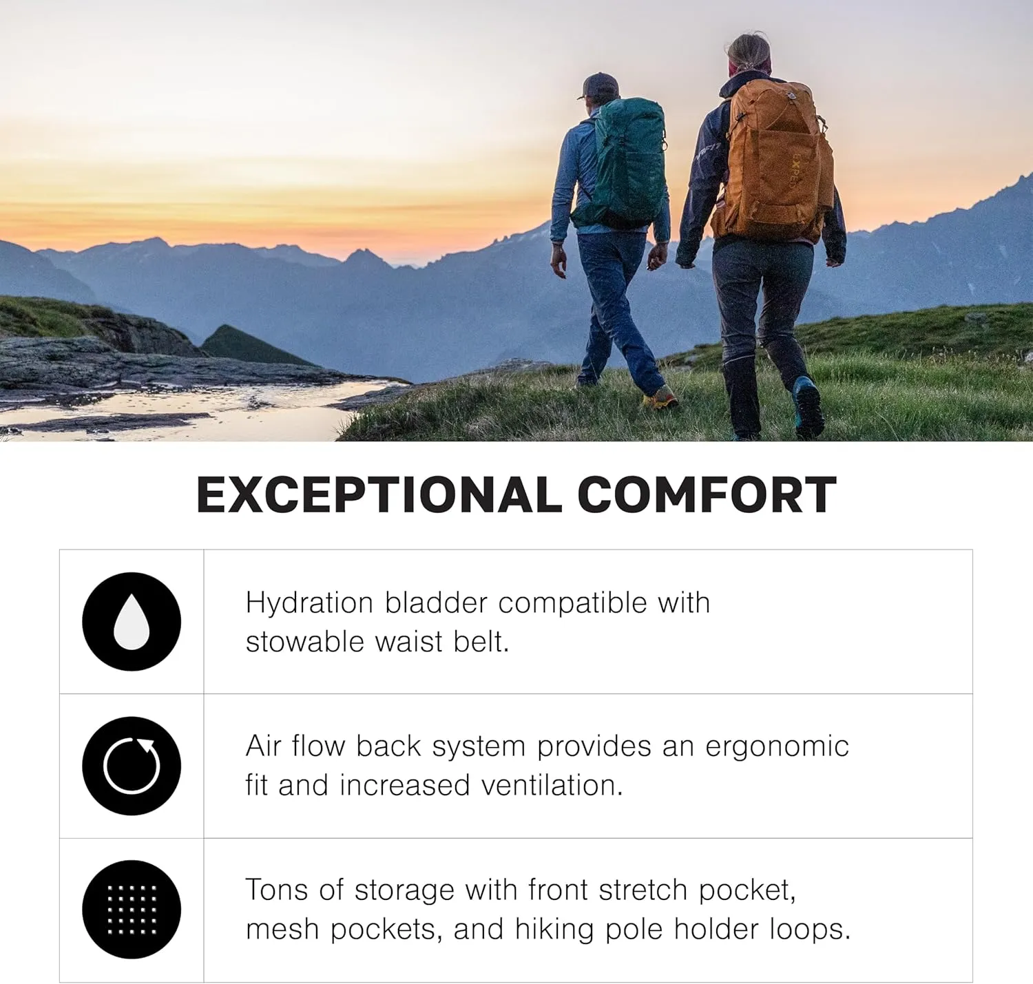 Exped Skyline 20 Liter Backpack - Lightweight Daypack Used for Hiking, Day Trips, and Travel, Hip Belt, Rain Cover, Storage and Bladder Compartment, Medium/Long, Cypress