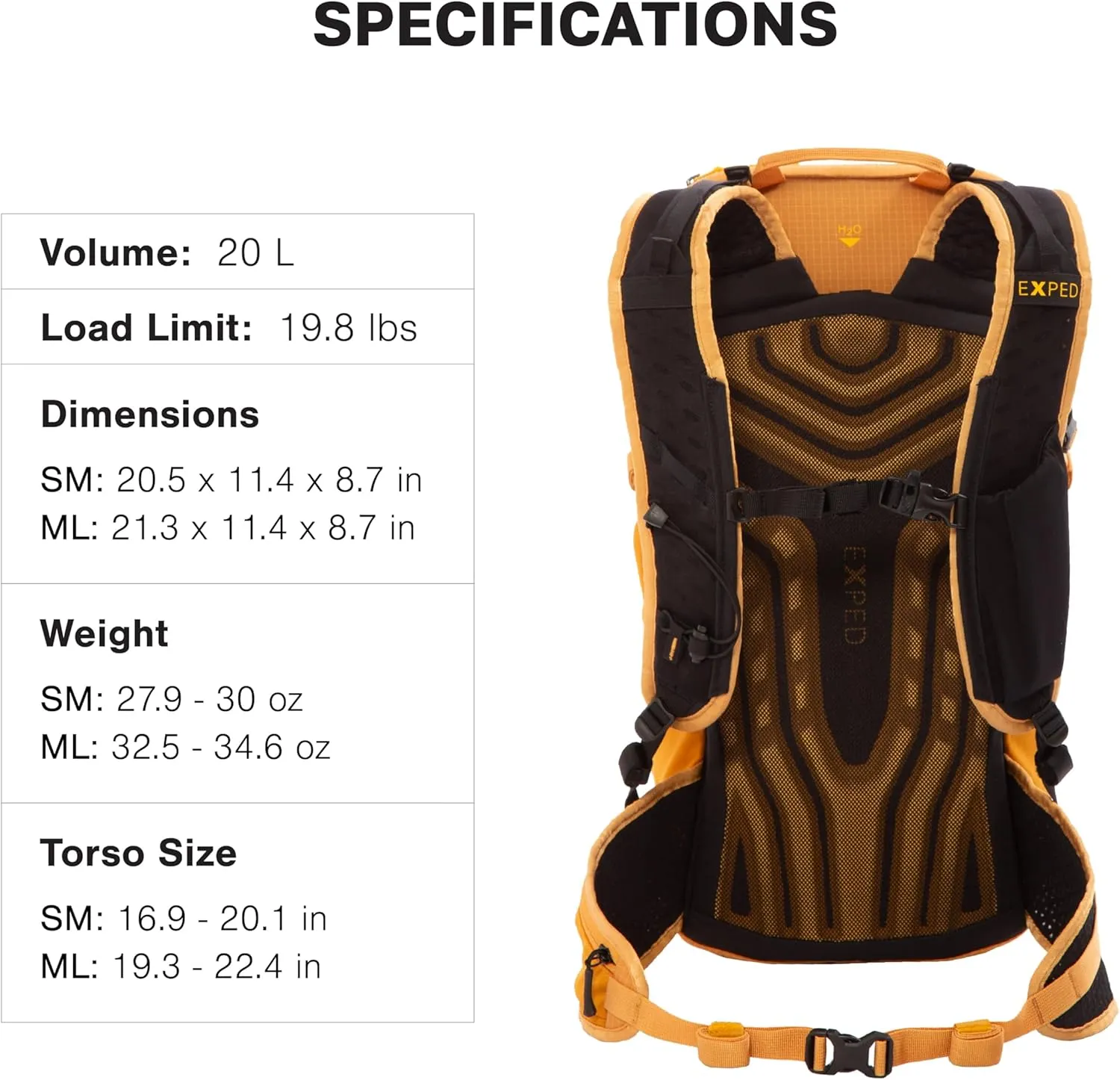 Exped Skyline 20 Liter Backpack - Lightweight Daypack Used for Hiking, Day Trips, and Travel, Hip Belt, Rain Cover, Storage and Bladder Compartment, Medium/Long, Cypress