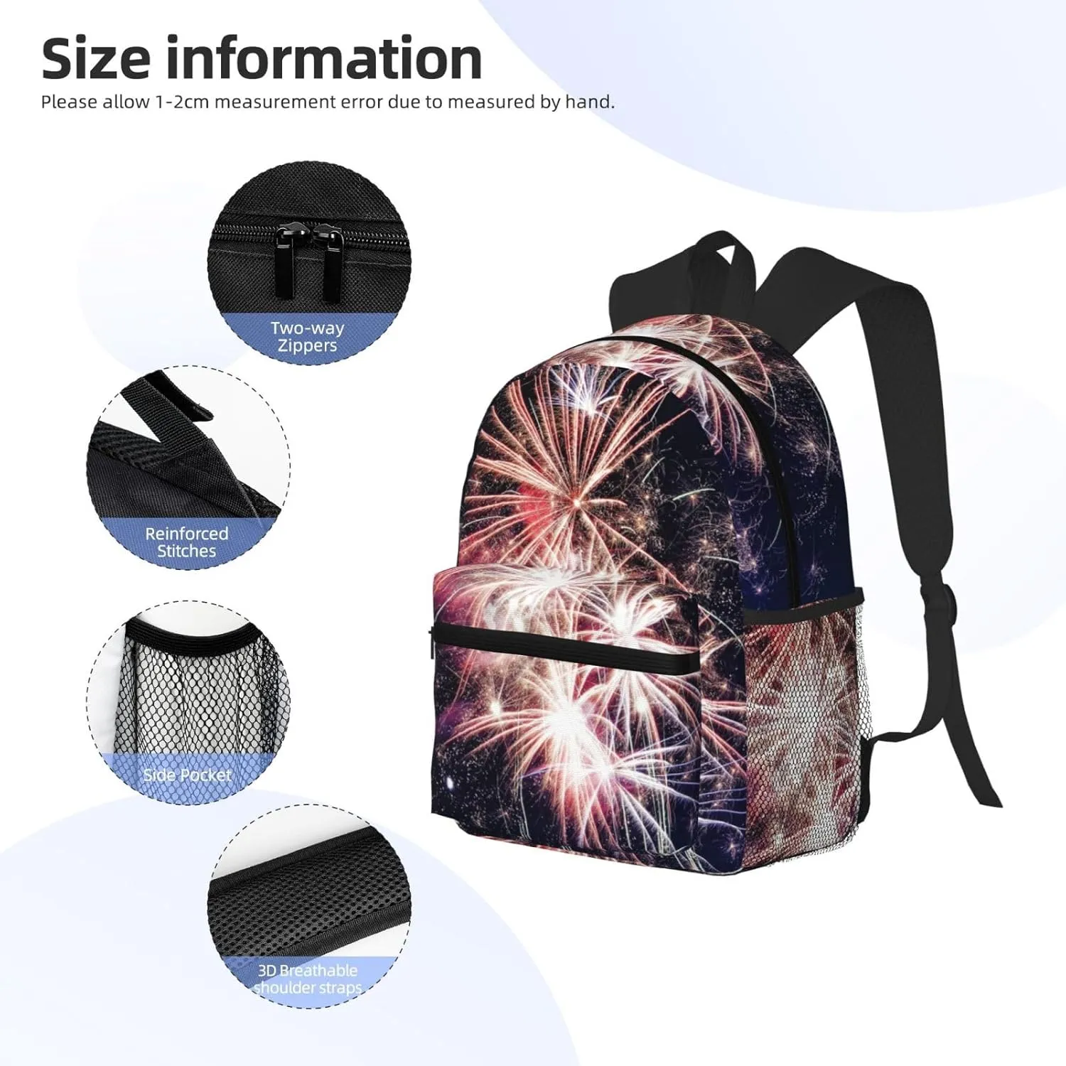Explosion Firework Print Comfortable Backpack,Your Essential Casual Travel Bag For Outdoor Adventures