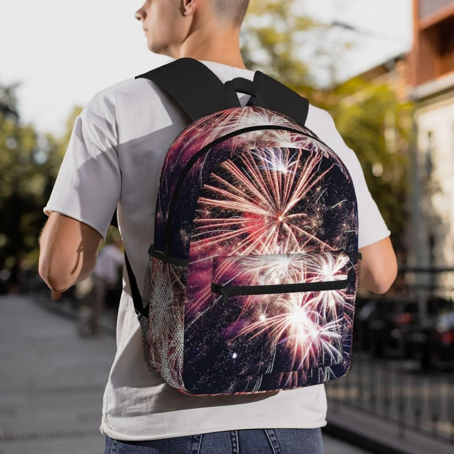 Explosion Firework Print Comfortable Backpack,Your Essential Casual Travel Bag For Outdoor Adventures