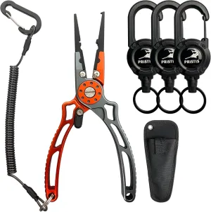 Exquisite Utility Multi-Function Fishing Tool Combination, 3 Pack Heavy Duty Zinger Retractors & UTA II Fishing Plier, Nice Gift for Family