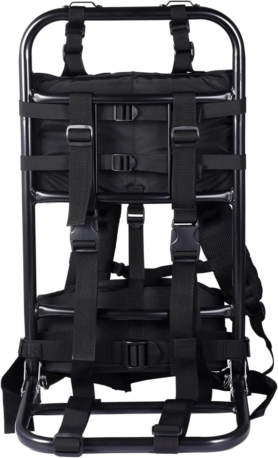 External Frame Hiking Backpack - Foldable Aluminum Hunting Pack Frame │ 60kg Load Capacity │ Adjustable Top Frame & Breathable Mesh For Camping, Hiking, Travel (Black)
