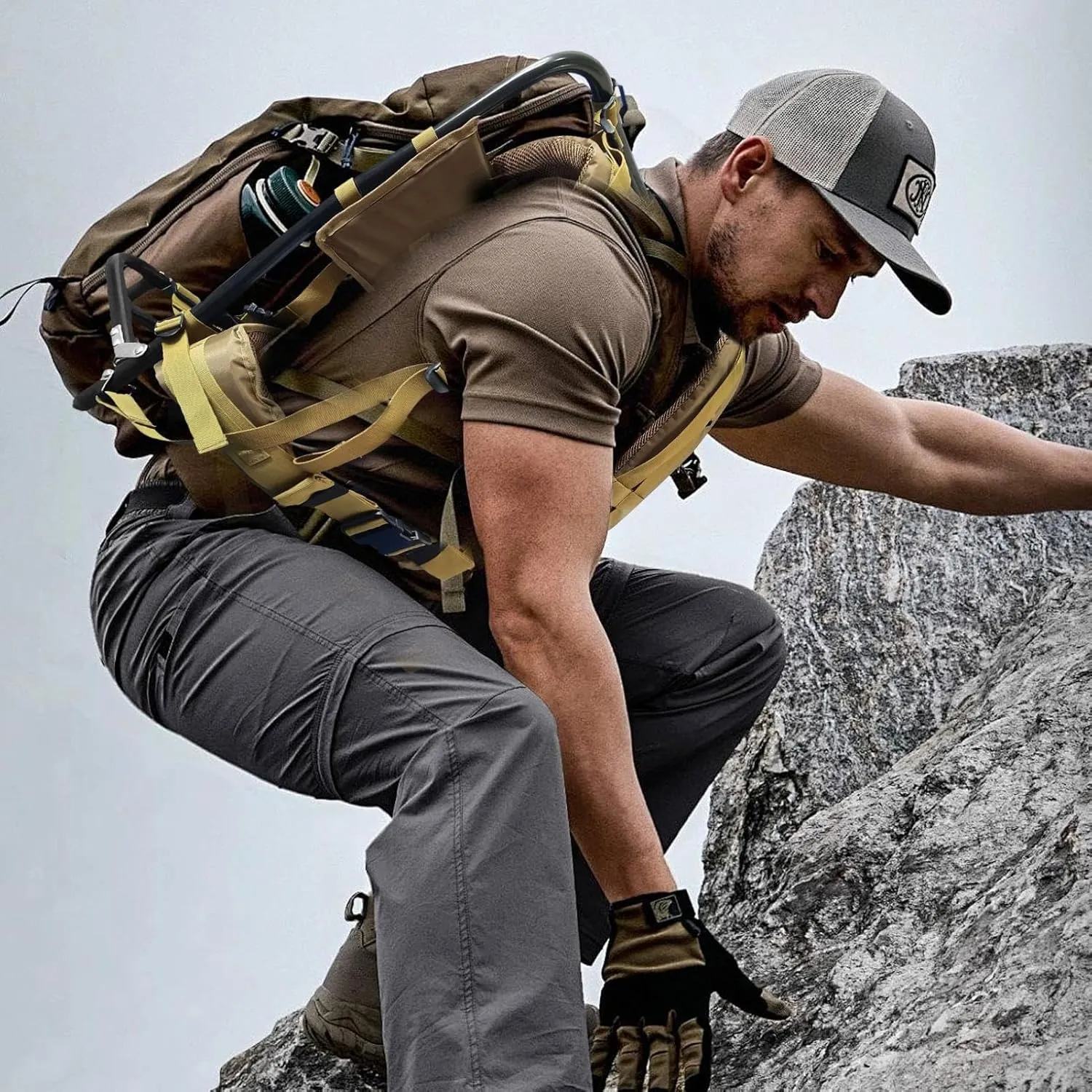 External Frame Hiking Backpacks,Pack Frames for Hunting,Aluminum Pack Frame,Frame Backpack Can Load 132Lbs,Portable Backpack Frame for Hiking,Travel,Mountaineering,Hunting,Khaki