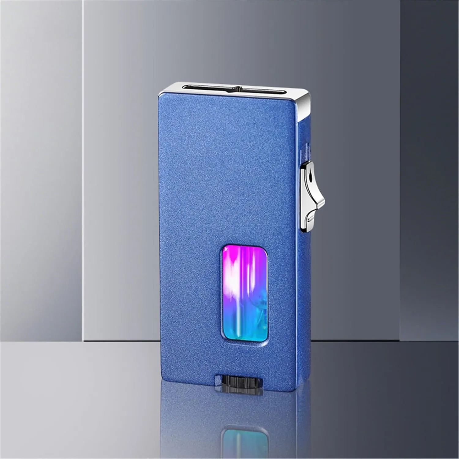 Extra Wide Soft Flame Lighter with Visible Window, Windproof Lighter, Induction Ignition, with Safety Lock, Adjustable and refillable Lighter, Suitable for Barbecue, Candle, Camping(B)