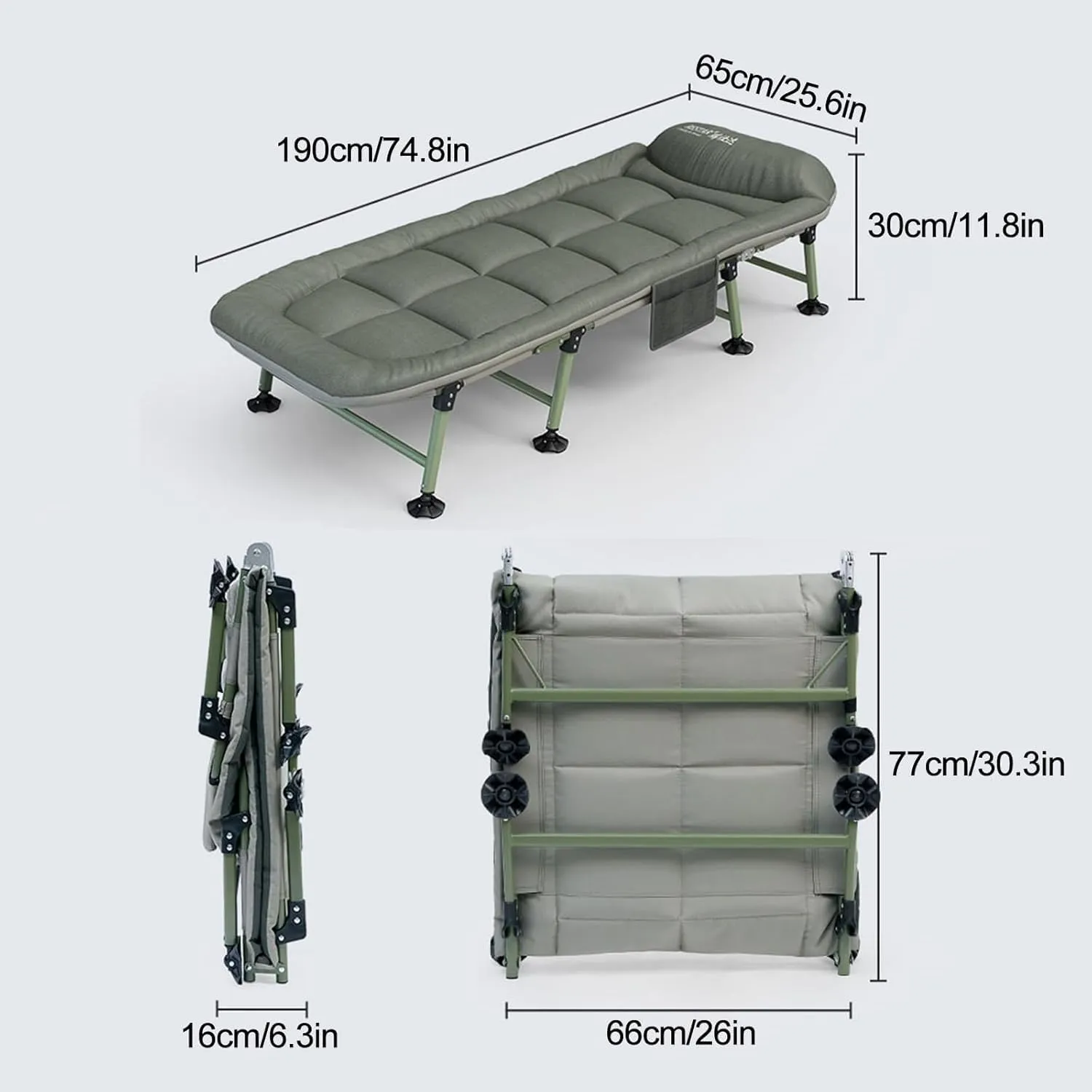 EYPKPL cots for Sleeping Folding Camping Cot 6 Adjustable Positions Cots for Camping with Cushion and Pillow Lounge Chair Load 440 Lbs Camping Bed Stretching Freely