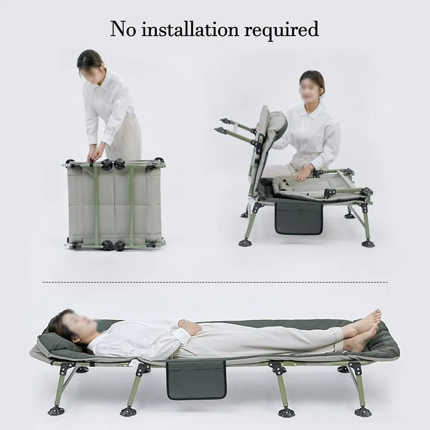 EYPKPL cots for Sleeping Folding Camping Cot 6 Adjustable Positions Cots for Camping with Cushion and Pillow Lounge Chair Load 440 Lbs Camping Bed Stretching Freely