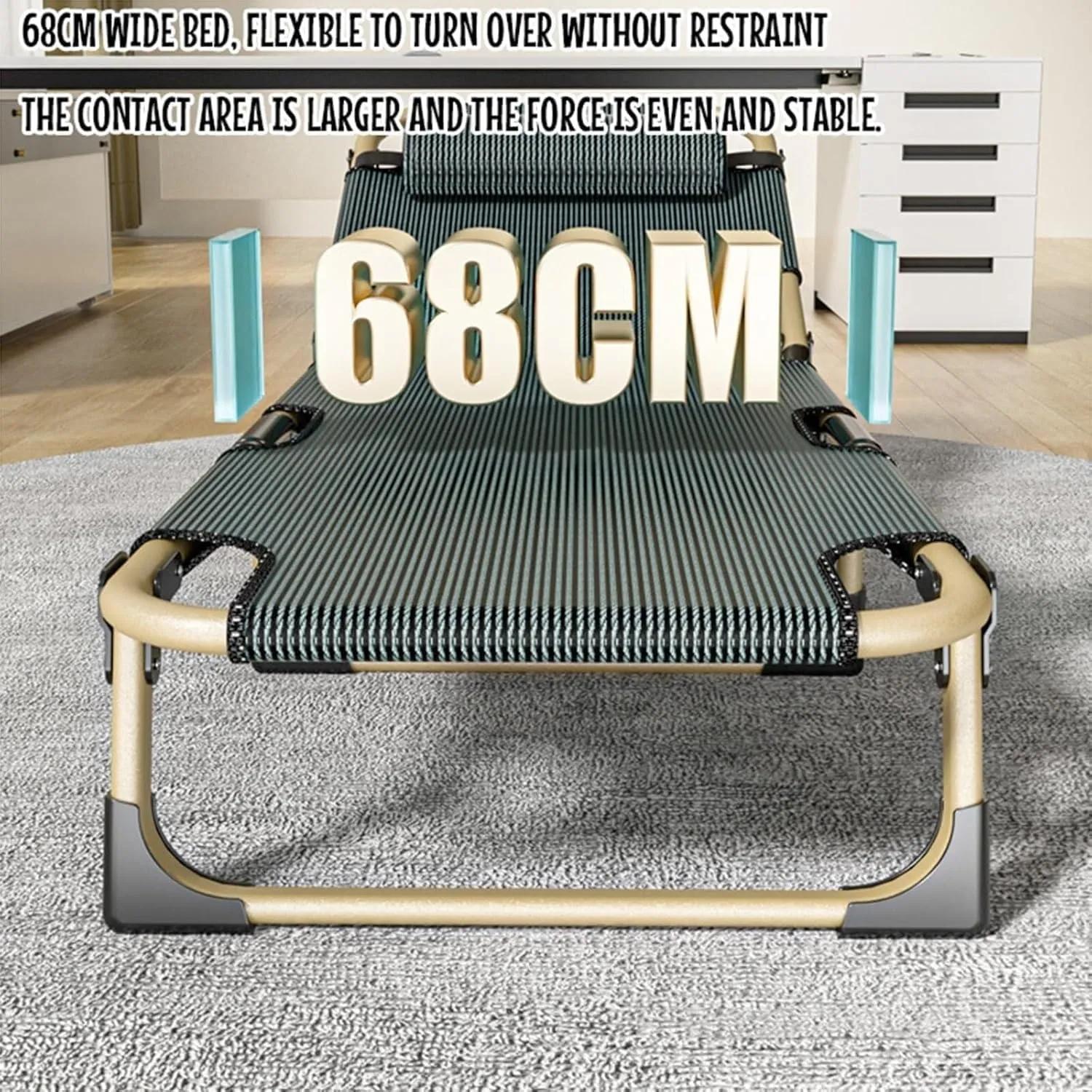 EYPKPL cots for Sleeping Portable Camping Cots 5 Position Adjustable Backrest Camping Cots for Adults with Pillow Load 330 Lbs Cots for Camping Stretching Freely