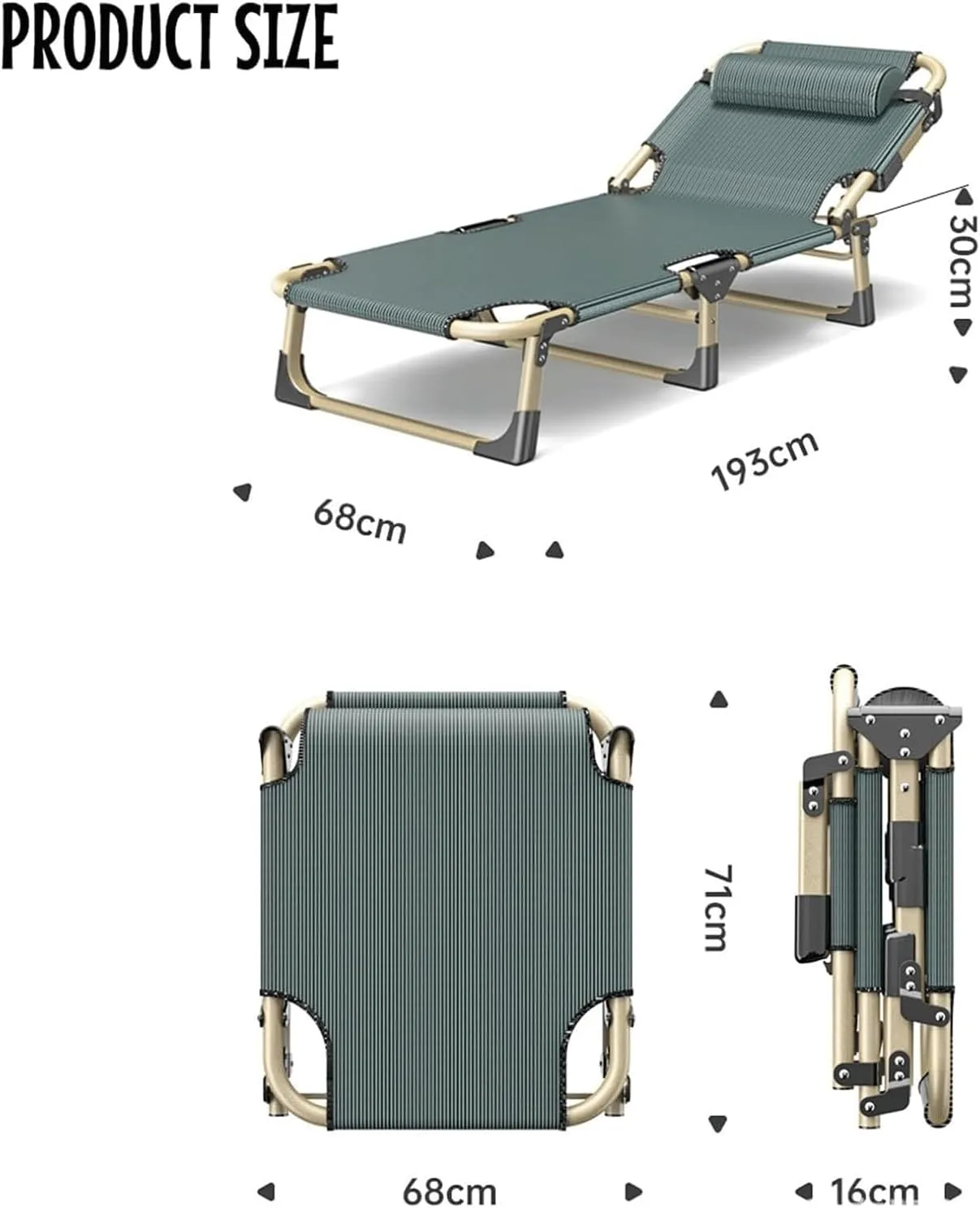 EYPKPL cots for Sleeping Portable Camping Cots 5 Position Adjustable Backrest Camping Cots for Adults with Pillow Load 330 Lbs Cots for Camping Stretching Freely
