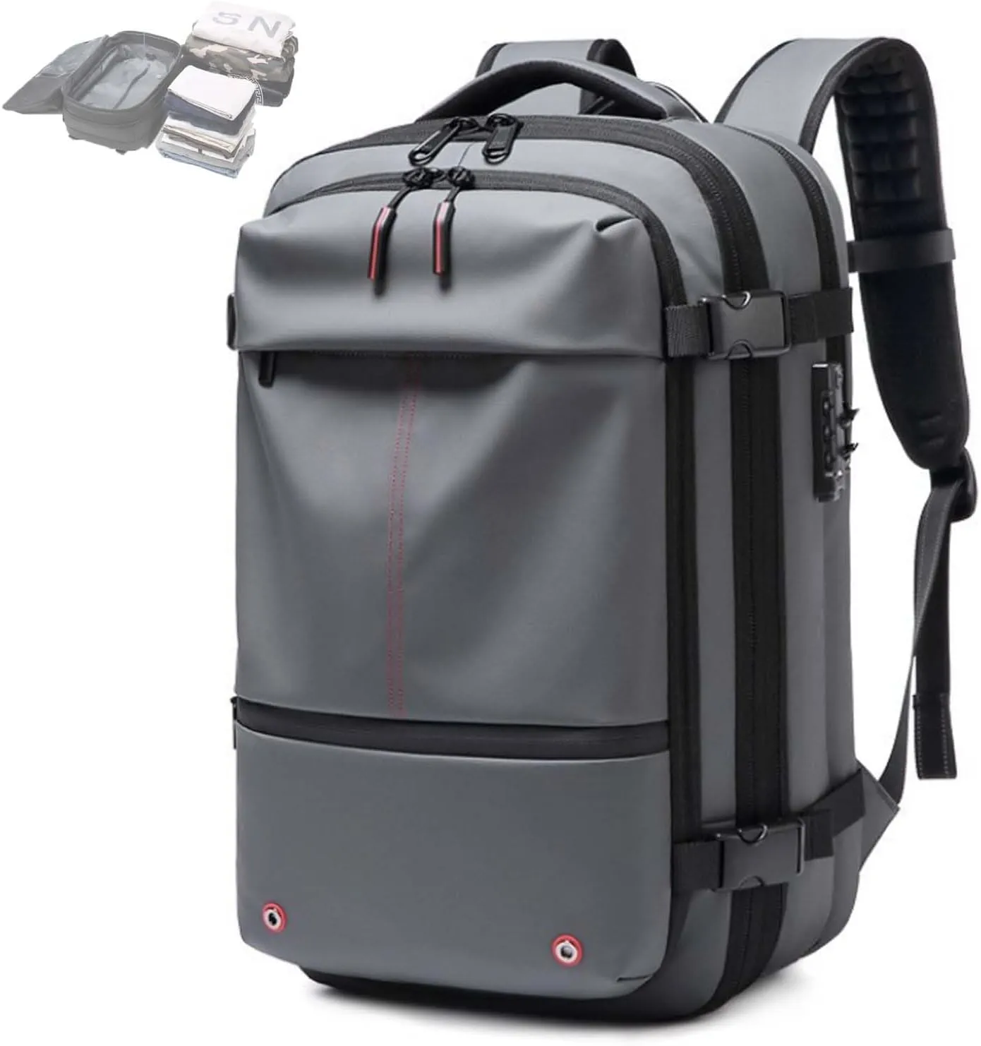 Ezyvac Backpack, Vacuum Seal Travel, Easyvacpac Backpack, 60L Expandable Vaccage Bag Water Resistant (Gray, 19.3 * 12.6 * 6 in)
