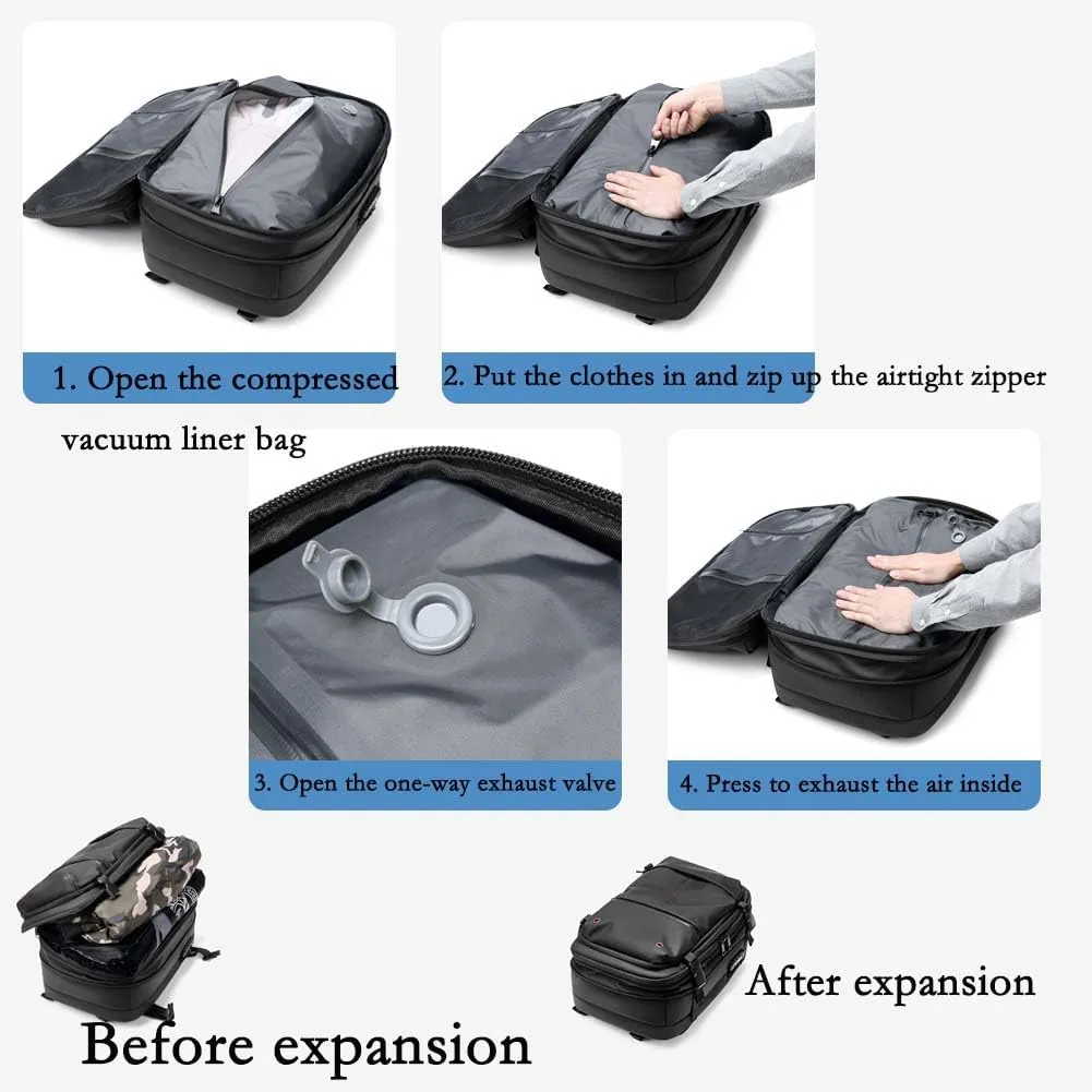 Ezyvac Backpack, Vacuum Seal Travel, Easyvacpac Backpack, 60L Expandable Vaccage Bag Water Resistant (Gray, 19.3 * 12.6 * 6 in)