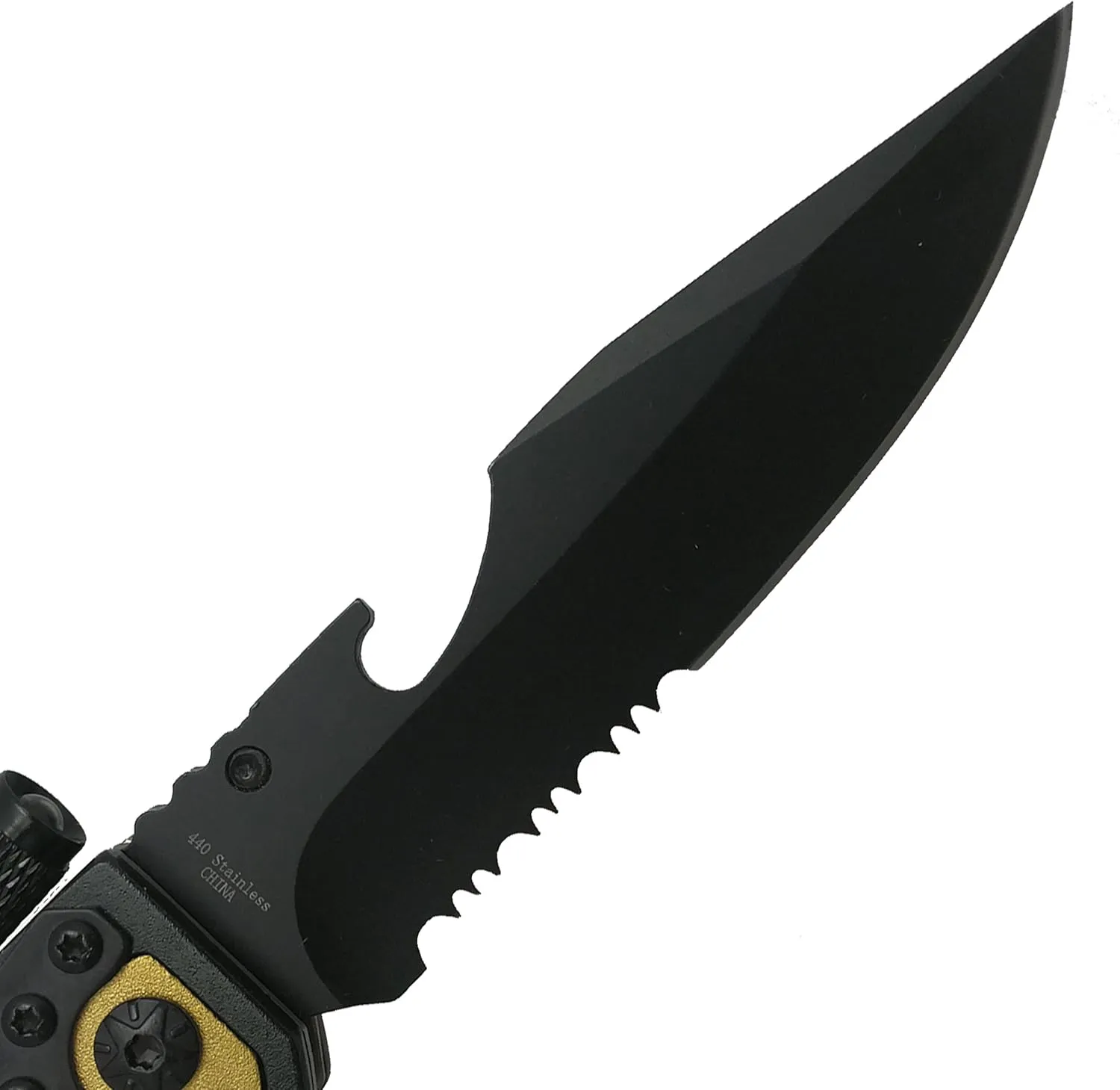 Falcon Spring Assisted Rescue Pocket Knife with Fire Starter and LED Flash Light