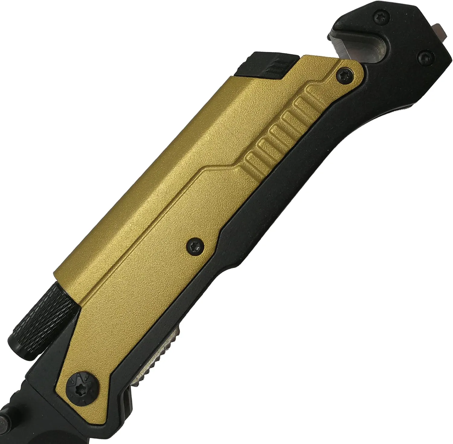 Falcon Spring Assisted Rescue Pocket Knife with Fire Starter and LED Flash Light