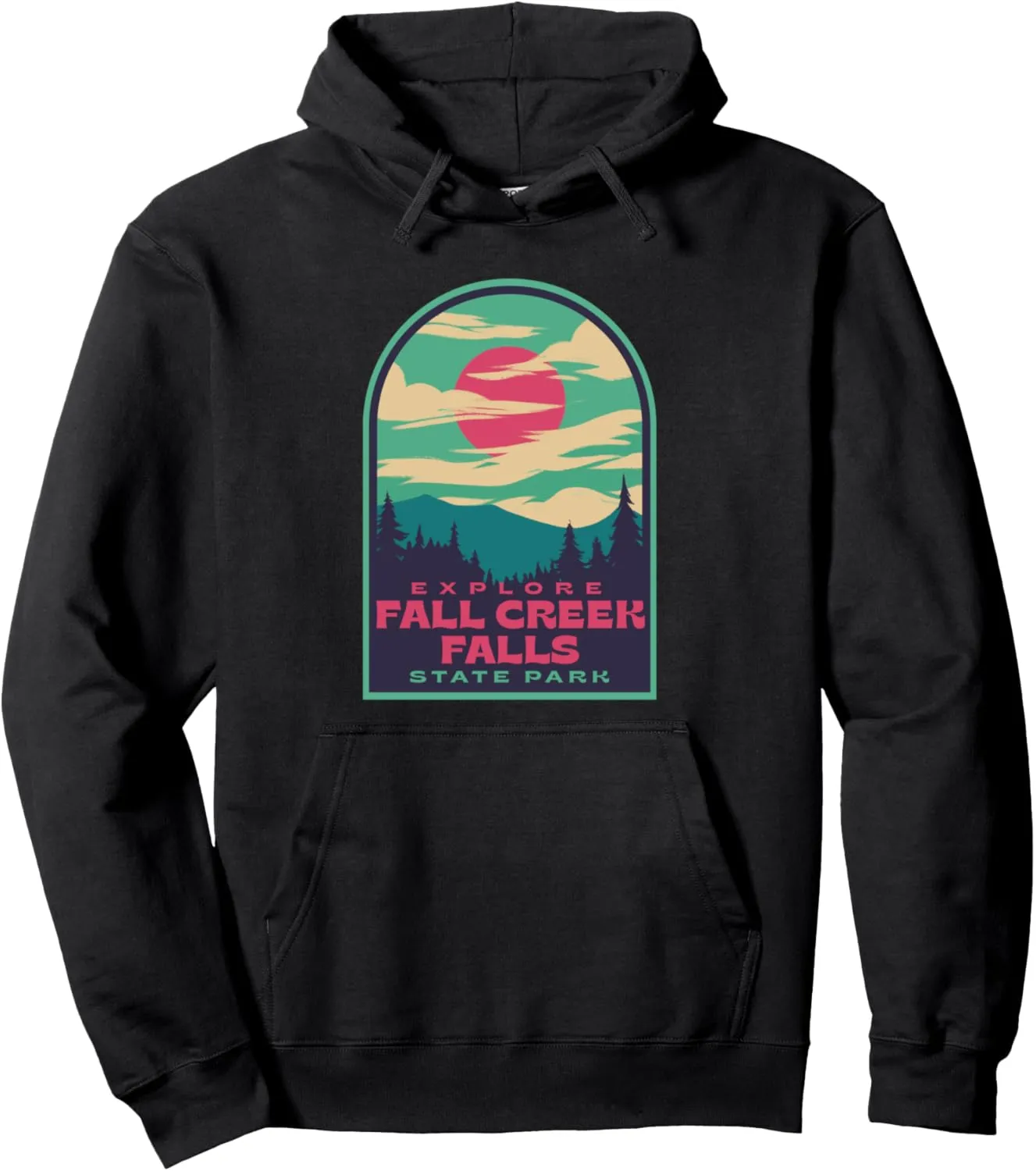 Fall Creek Falls State Park Retro Sunset Pullover Hoodie