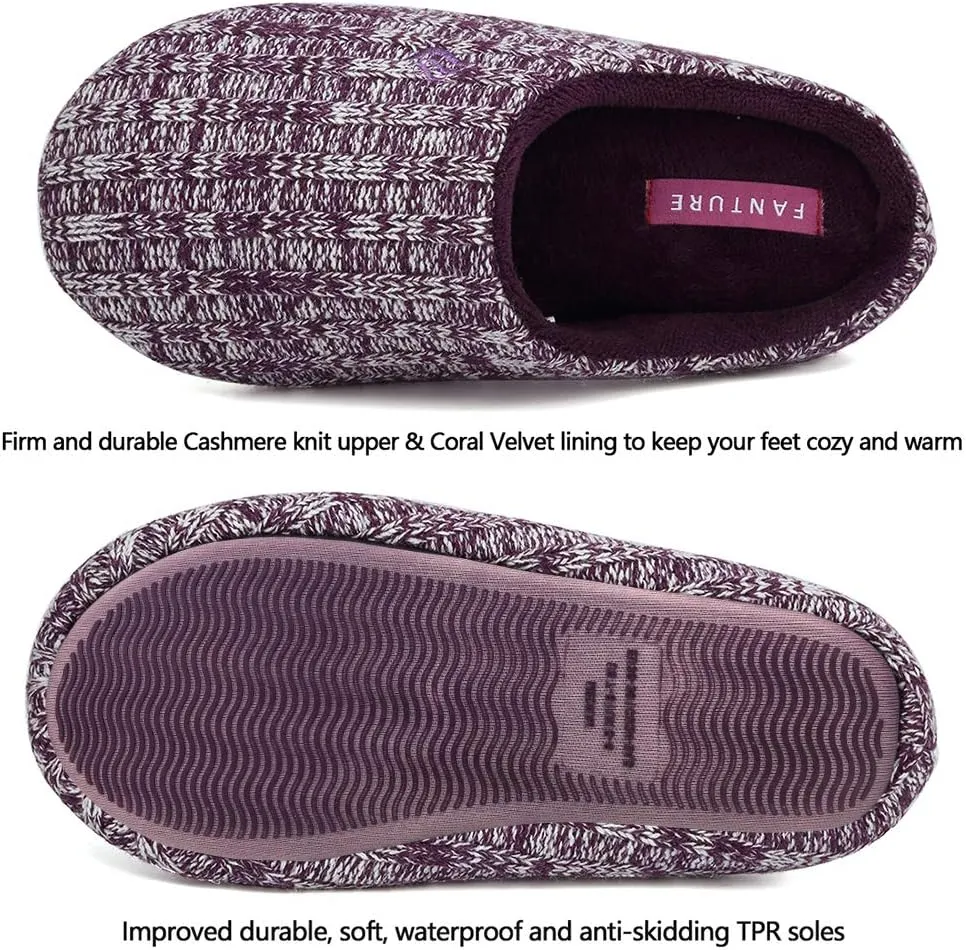 FANTURE nisex Men's Women's Memory Foam Slippers Comfort Cotton-Blend Closed Toe House Shoes Indoor Scuff-U419WMT029-2024-0606
