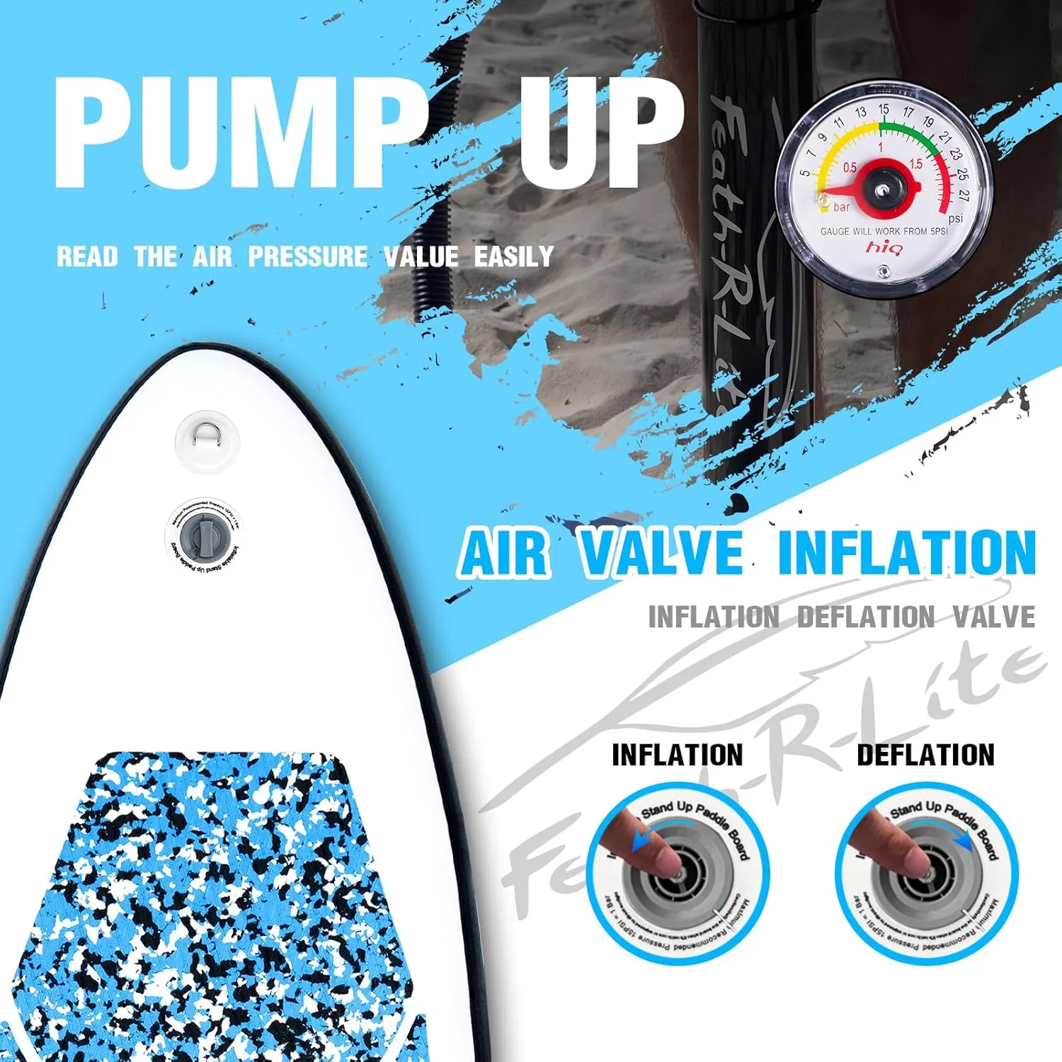 FEATH-R-LITE Inflatable Ultra-Light 10'×30''/10'6''×33'' Stand Up Paddle Board for All Skill Levels with Premium SUP Paddleboard Accessories,Non-Slip Comfort Deck for Youth & Adults