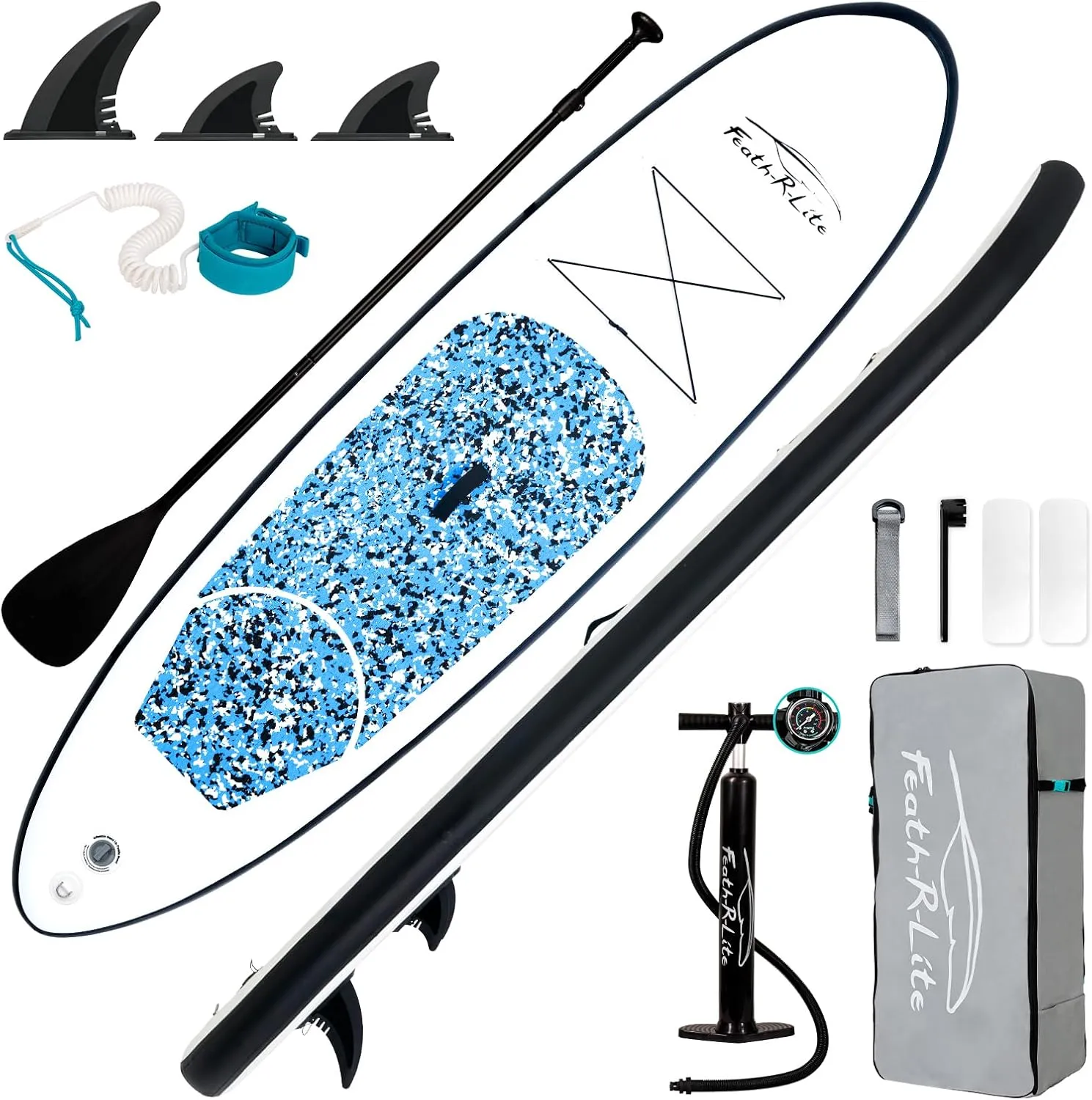 FEATH-R-LITE Inflatable Ultra-Light 10'×30''/10'6''×33'' Stand Up Paddle Board for All Skill Levels with Premium SUP Paddleboard Accessories,Non-Slip Comfort Deck for Youth & Adults