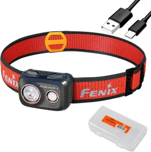 Fenix HL32R-T Trail Running Headlamp, 800 Lumen USB-C Rechargeable Lightweight Bright with Spotlight and FloodLight Dual Beam and a Cable Organizer (Black)