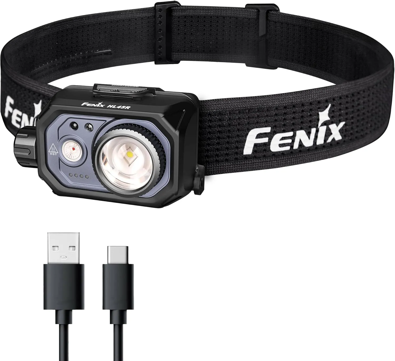 Fenix HL45R 1000 Lumen Zoomable Headlamp, USB-C Rechargeable, 3X AAA Dual Fuel, Gesture Sensing, Adjustable Focus with Floodlight,Spotlight, Red Light and Organizer