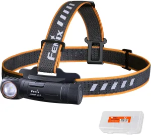 Fenix HM61R v2.0 Rechargeable Headlamp, 1600 Lumen L-Shape 90 Degree Right Angle Flashlight with Dual White and Red LEDs and LumenTac Organizer