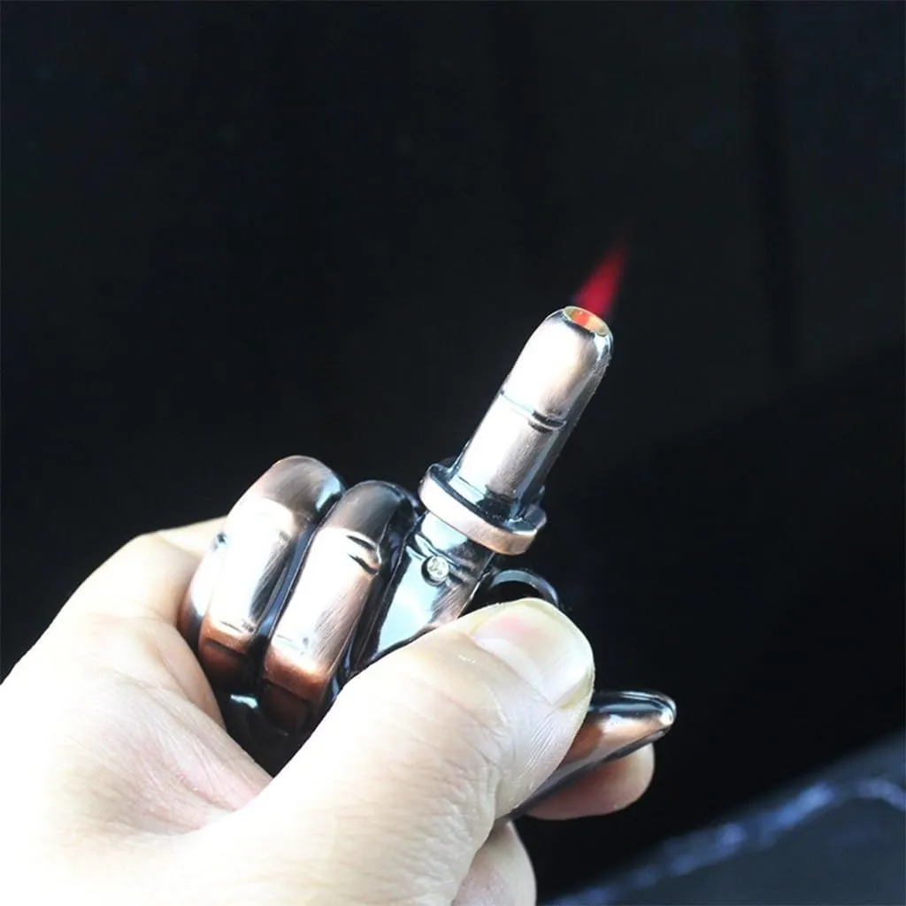 Finger Ornament Retro Metal Lighter with Fun Sounds, Windproof Pink Jet Flame Adjustable Lighter, Refillable Butane Torch Lighter, Men's Gift for Home Office Desktop(B)