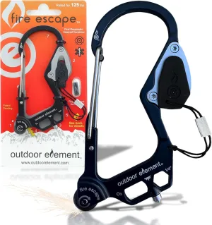 Fire Escape, Emergency Escape Tool, Seatbelt Cutter, Window Breaker, Multi Tool, Fire Starter, Carabiner, and Much More