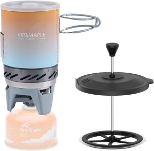 Fire-Maple "Fixed Star 1" Backpacking and Camping Stove System and Firemaple Star French Press Coffee Filte