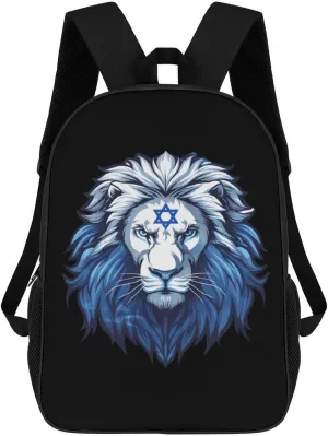 Flag of Israel Lion Jewish Israel Flag Laptop Backpack for Men Women 17 Inch Travel Computer Bag Lightweight Daypack