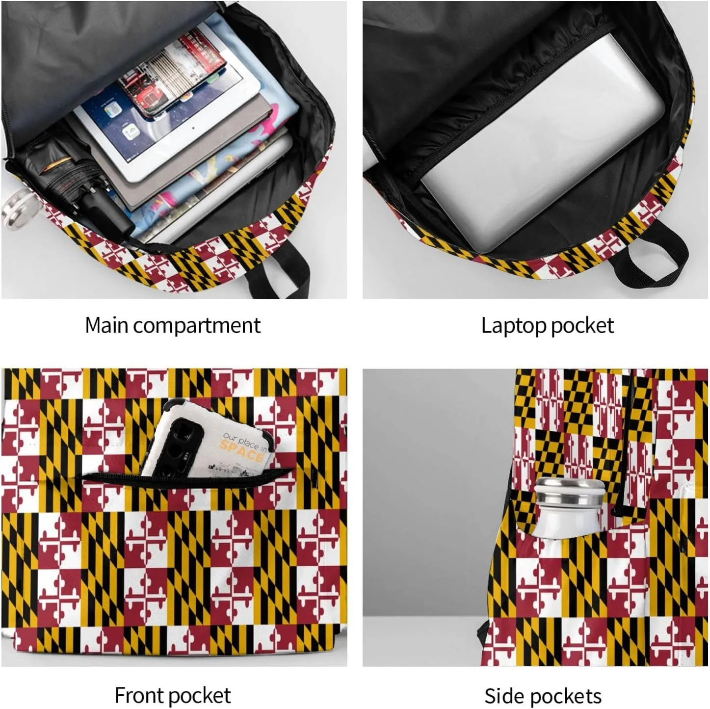 flag of maryland Backpack Large Capacity Backpack Lightweight Double Shoulder Bag For Women Men Travel
