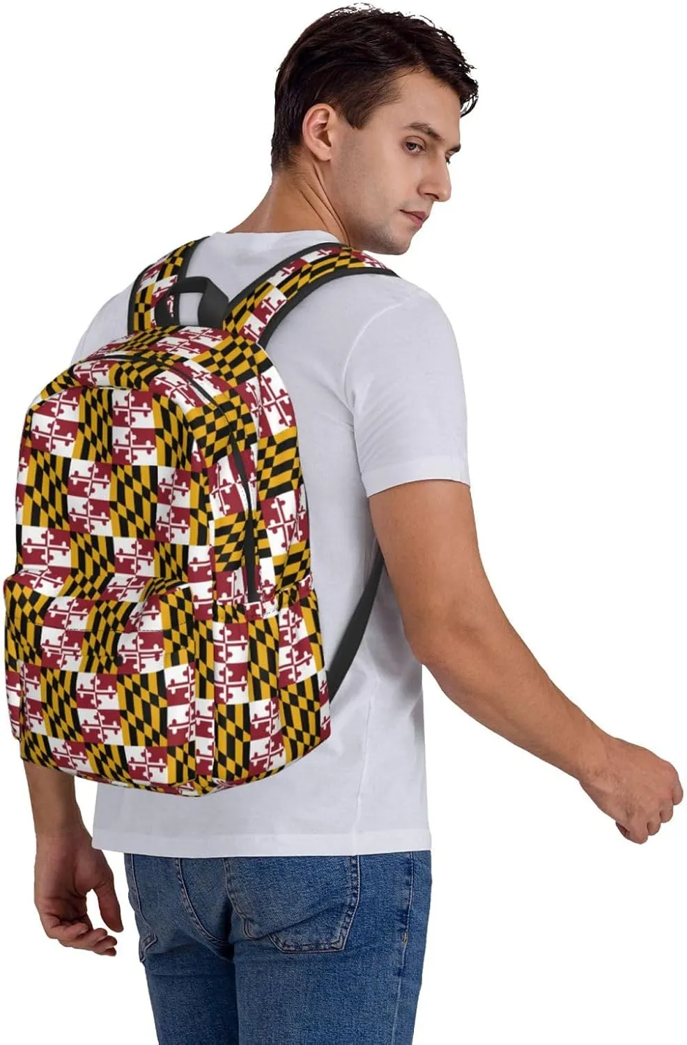 flag of maryland Backpack Large Capacity Backpack Lightweight Double Shoulder Bag For Women Men Travel