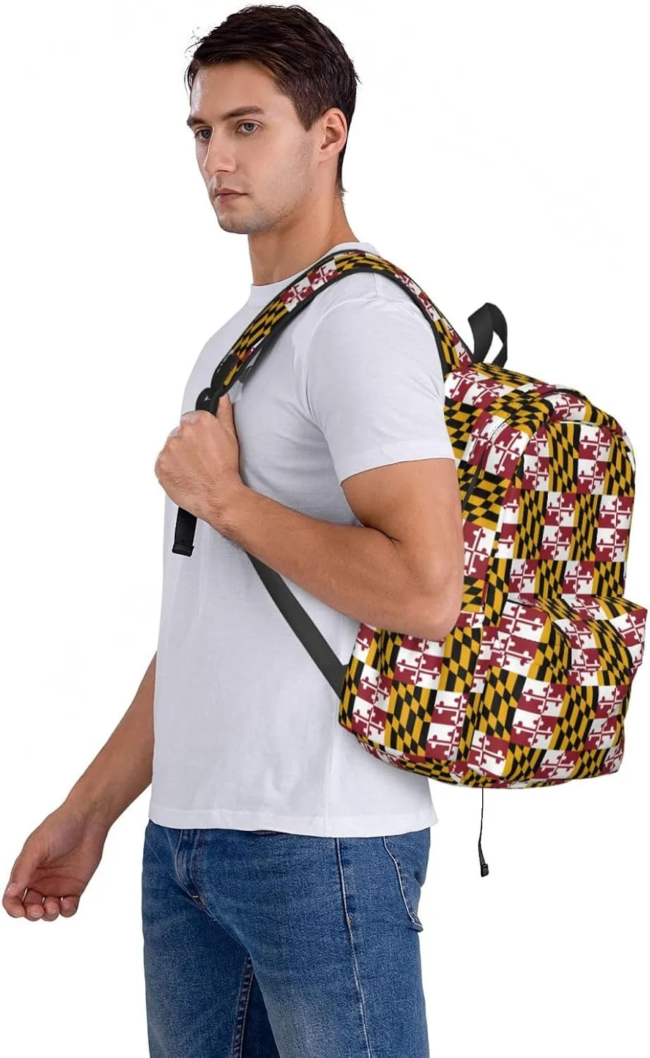 flag of maryland Backpack Large Capacity Backpack Lightweight Double Shoulder Bag For Women Men Travel