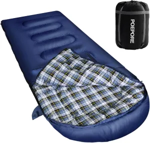 Flannel Sleeping Bag Cotton 0 Degree Cold Weather for Adults XXL Wearable Sleeping Bag 4 Seasons Waterproof with Compression Sack