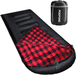Flannel Sleeping Bag Cotton 0 Degree Cold Weather for Adults XXL Wearable Sleeping Bag 4 Seasons Waterproof with Compression Sack