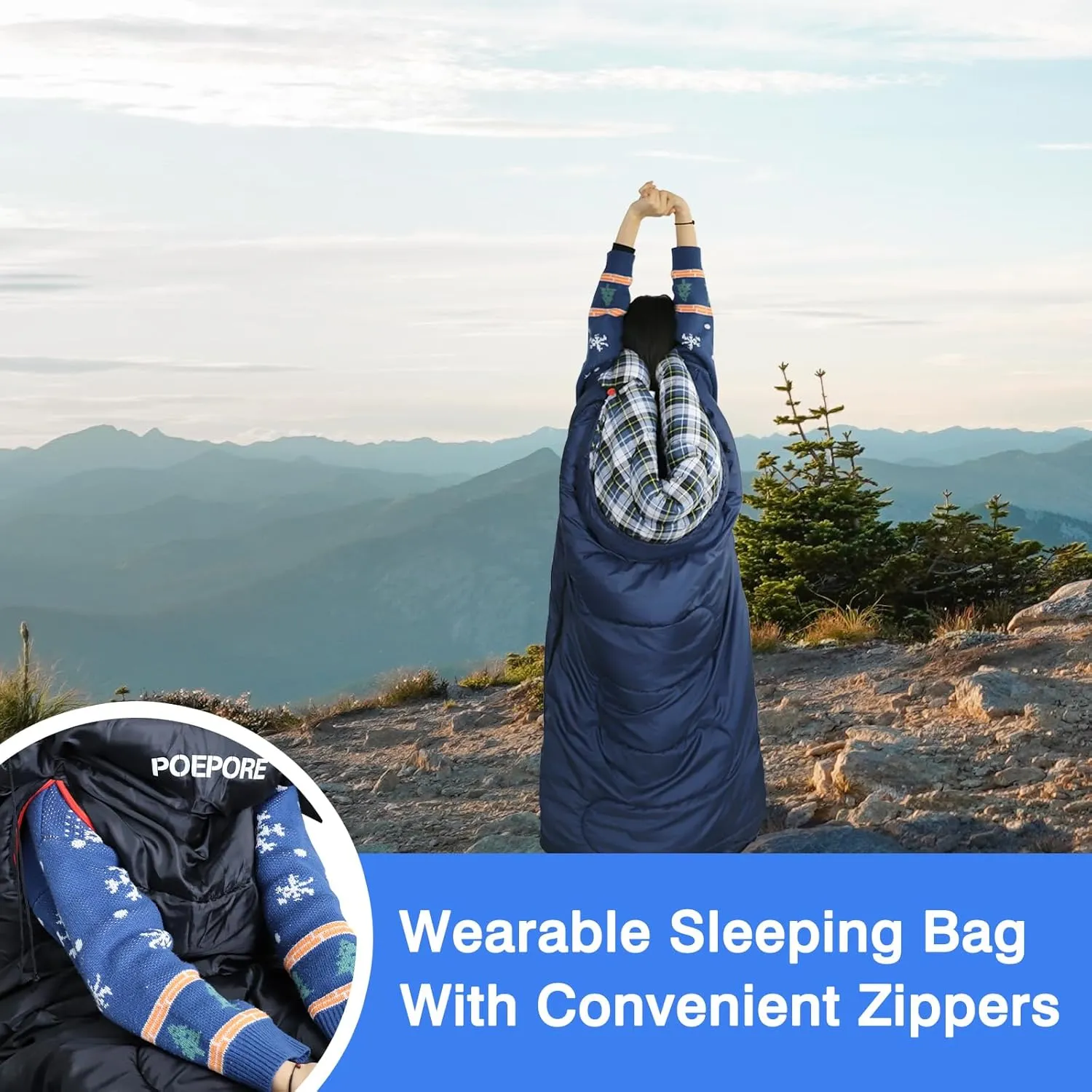 Flannel Sleeping Bag Cotton 0 Degree Cold Weather for Adults XXL Wearable Sleeping Bag 4 Seasons Waterproof with Compression Sack