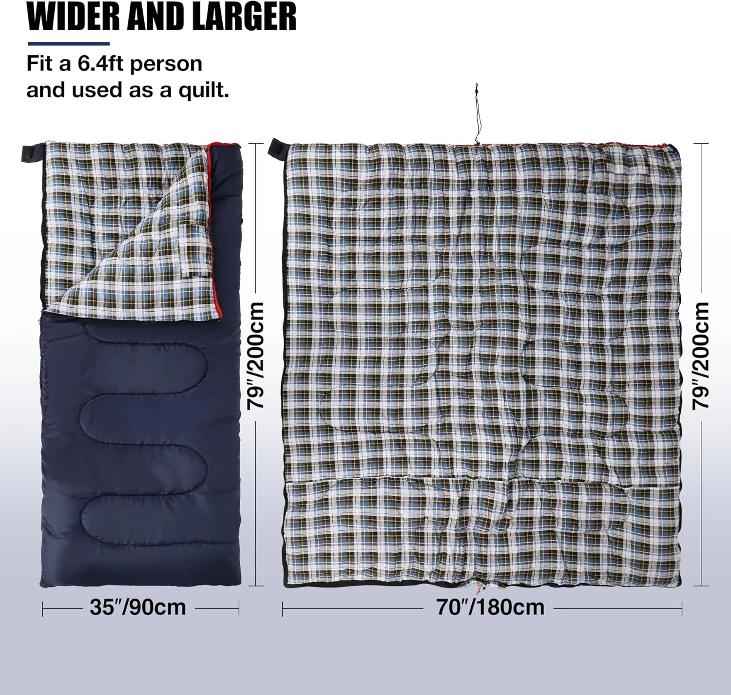 Flannel Sleeping Bag for Adults, Waterproof Cold Weather & Warm Camping Sleeping Bag with Compression Sack, 3 Season Trip Warm Envelope Sleeping Bag for Camping, Hiking, Backpacking, Outdoors