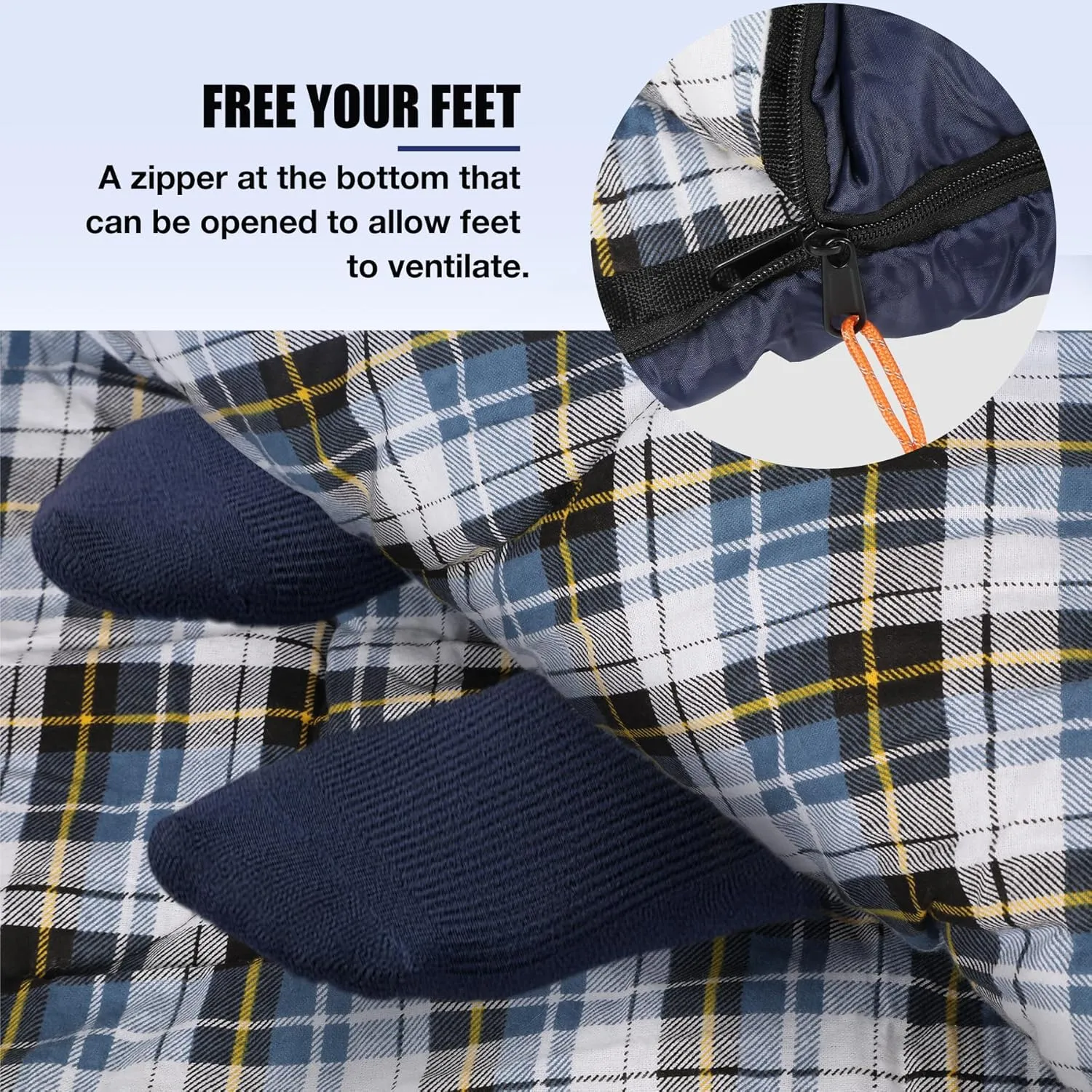 Flannel Sleeping Bag for Adults, Waterproof Cold Weather & Warm Camping Sleeping Bag with Compression Sack, 3 Season Trip Warm Envelope Sleeping Bag for Camping, Hiking, Backpacking, Outdoors