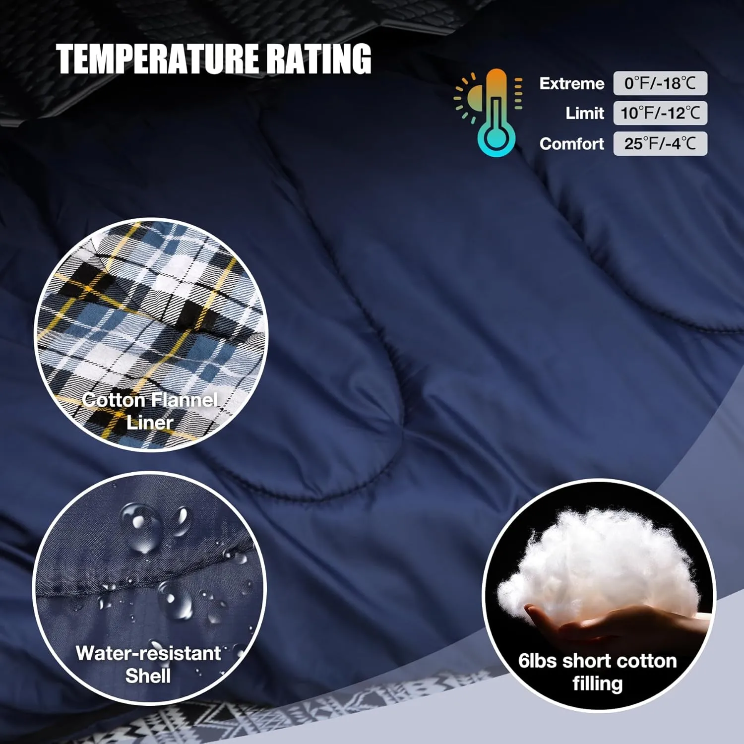 Flannel Sleeping Bag for Adults, Waterproof Cold Weather & Warm Camping Sleeping Bag with Compression Sack, 3 Season Trip Warm Envelope Sleeping Bag for Camping, Hiking, Backpacking, Outdoors