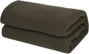 Fleece Sleeping Bag Liner Emergency Blanket Zippered Portable Camping Blanket Single Sleeping Bag for Fishing Backpacking, Dark Green