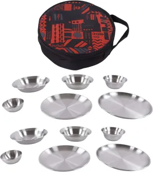 flexman Camping Complete Messware Kit, Stainless Steel Camping Cooking Tableware, Camping Mess Kits Camping Dish Set for Backpacking, Hiking, Picnic