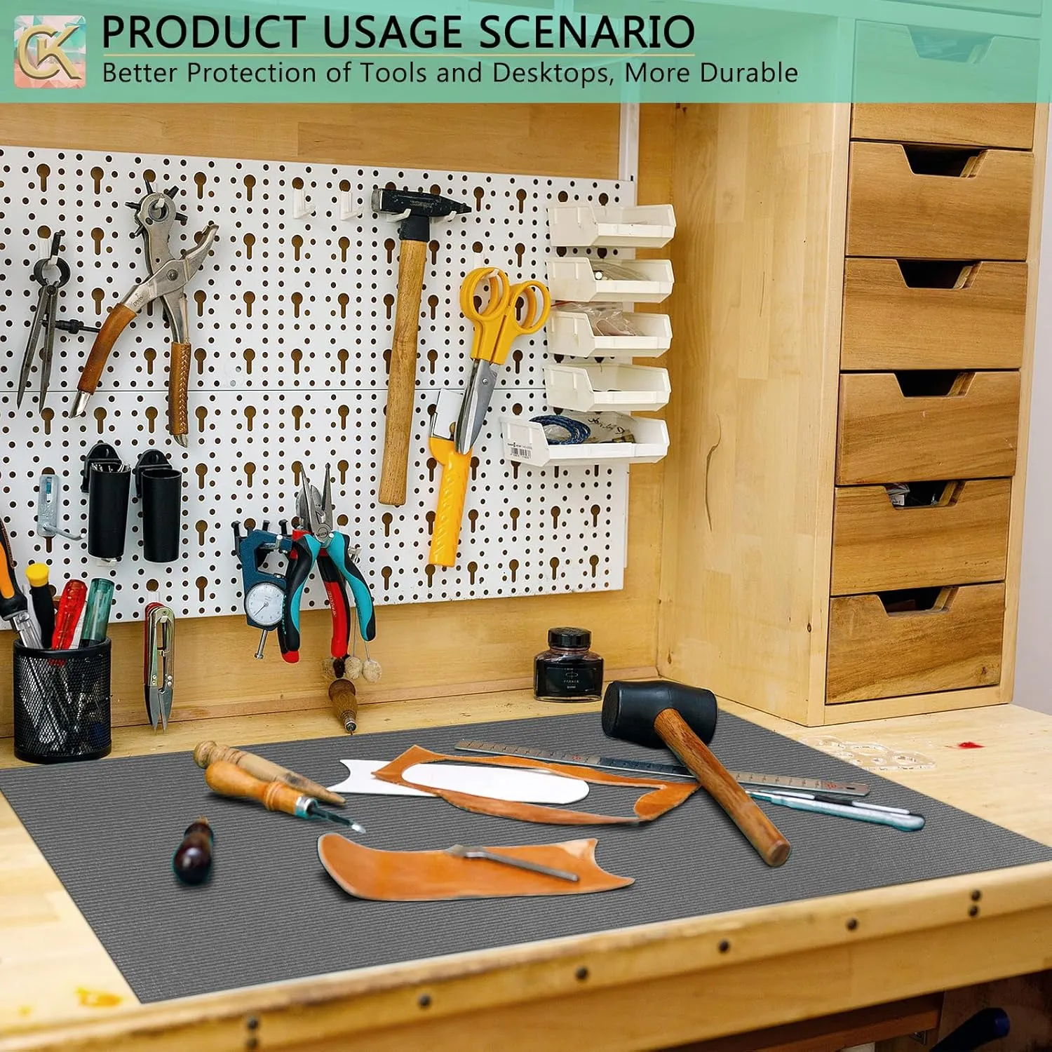 Foam Toolbox Liner Shelf Liner, Thickened Durable Pad Tool Box Mat for Protecting Your Tools, Work Surfaces, Garage, Chest -Gray 3mm Thickness, 16 inch*16 ft