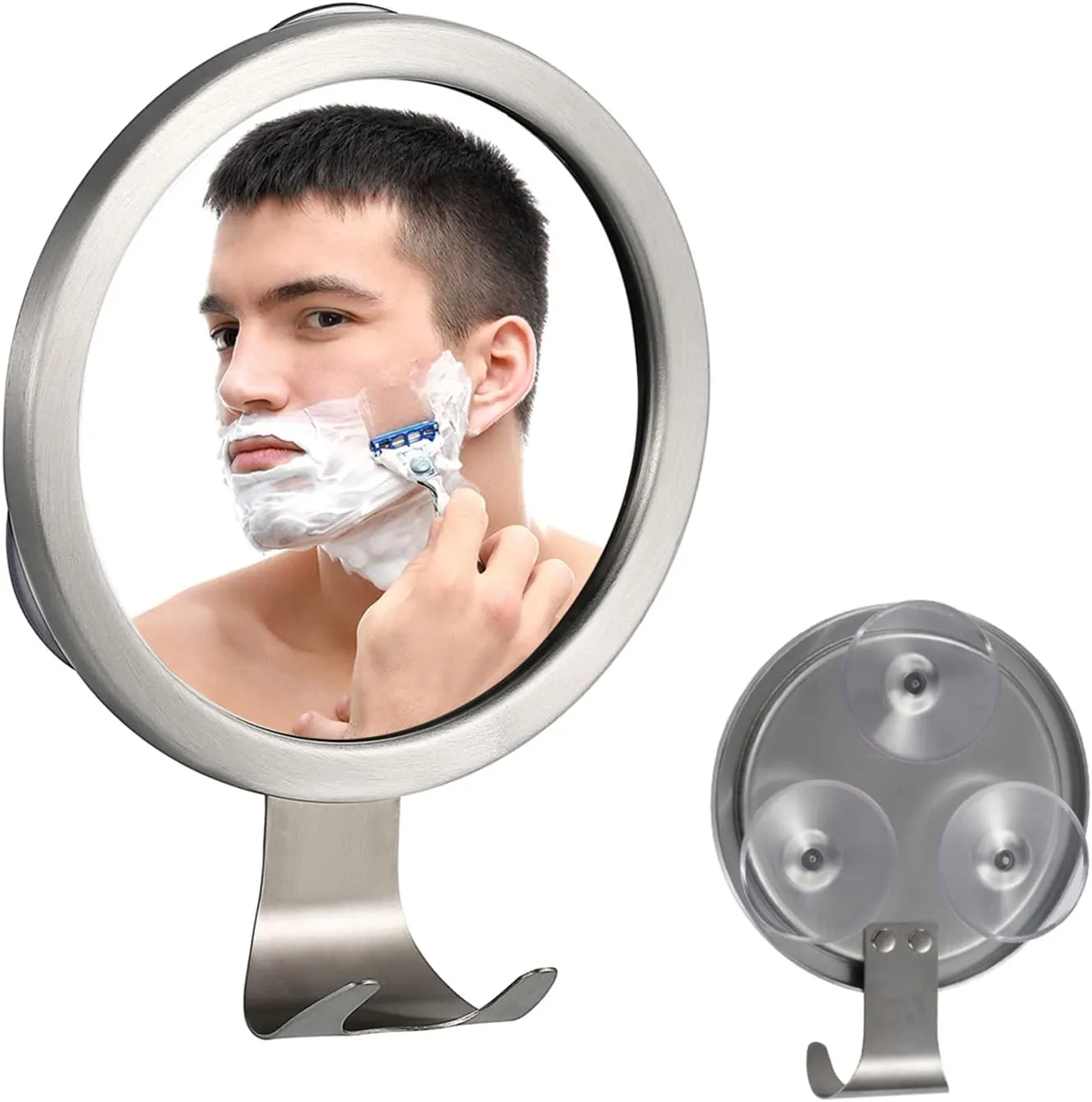 Fogless Shaving Mirror with 3 Strong Suction Mount, No Drilling Required Fogless Mirror Wall Mounted Fogless Shower Mirror for Makeup and Shaving and Towel Hanging