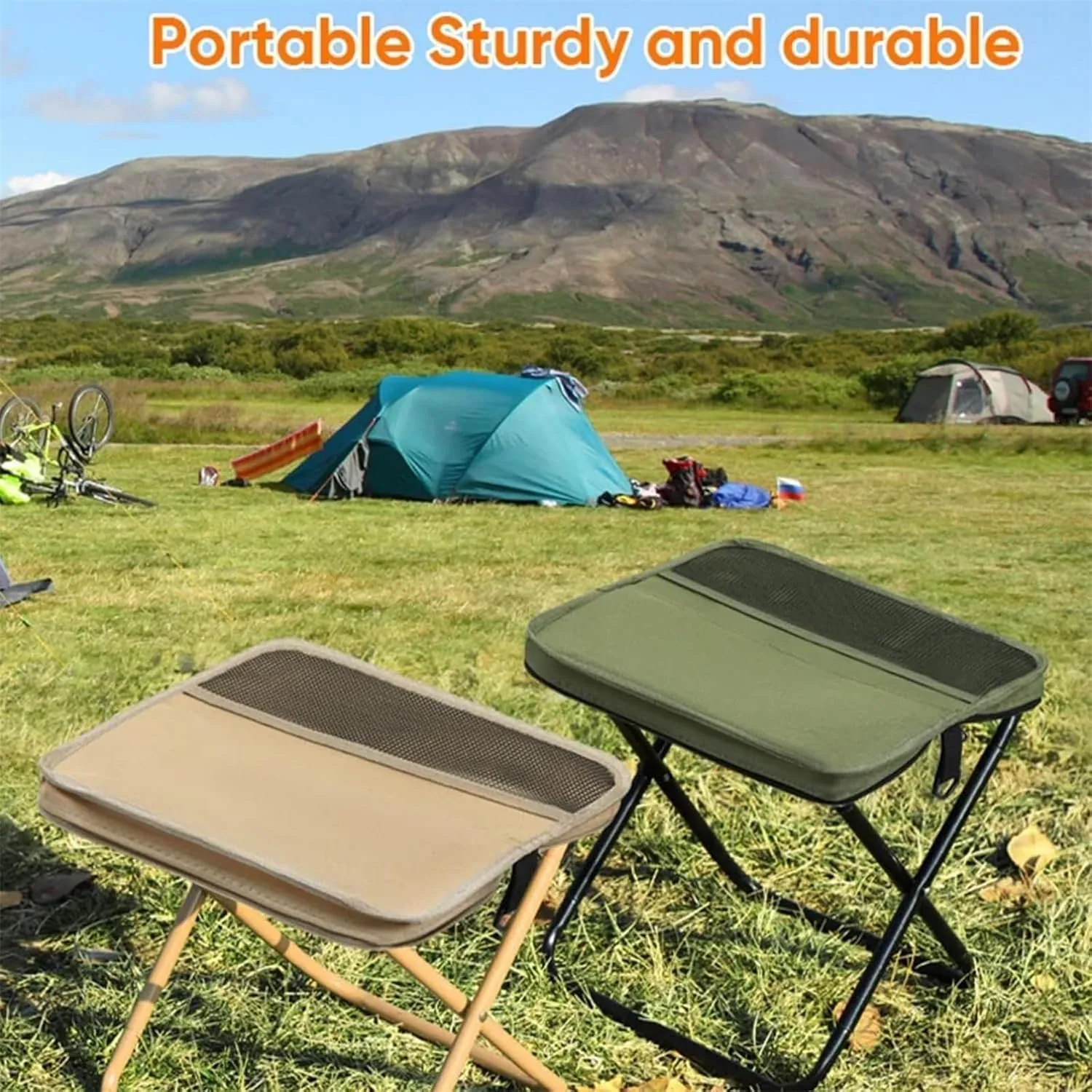 Foldable Backpack Stool, Mini Camping Collapsible Stool, Portable Ultra Lightweight Camping Stool with Adjustable Shoulder Strap, for Camping, Fishing, Hiking, Outdoor Barbecue (Black,S)