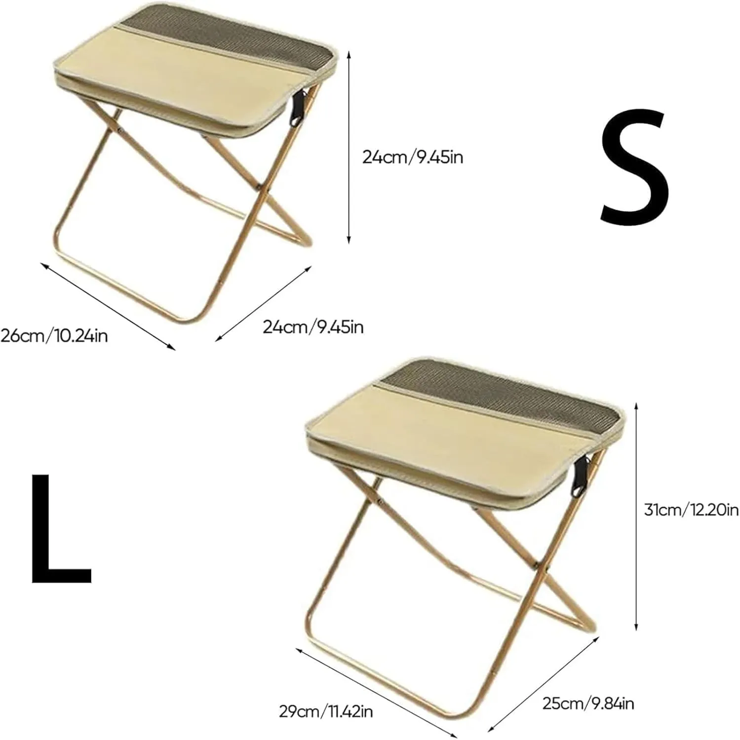 Foldable Backpack Stool, Mini Camping Collapsible Stool, Portable Ultra Lightweight Camping Stool with Adjustable Shoulder Strap, for Camping, Fishing, Hiking, Outdoor Barbecue (Black,S)