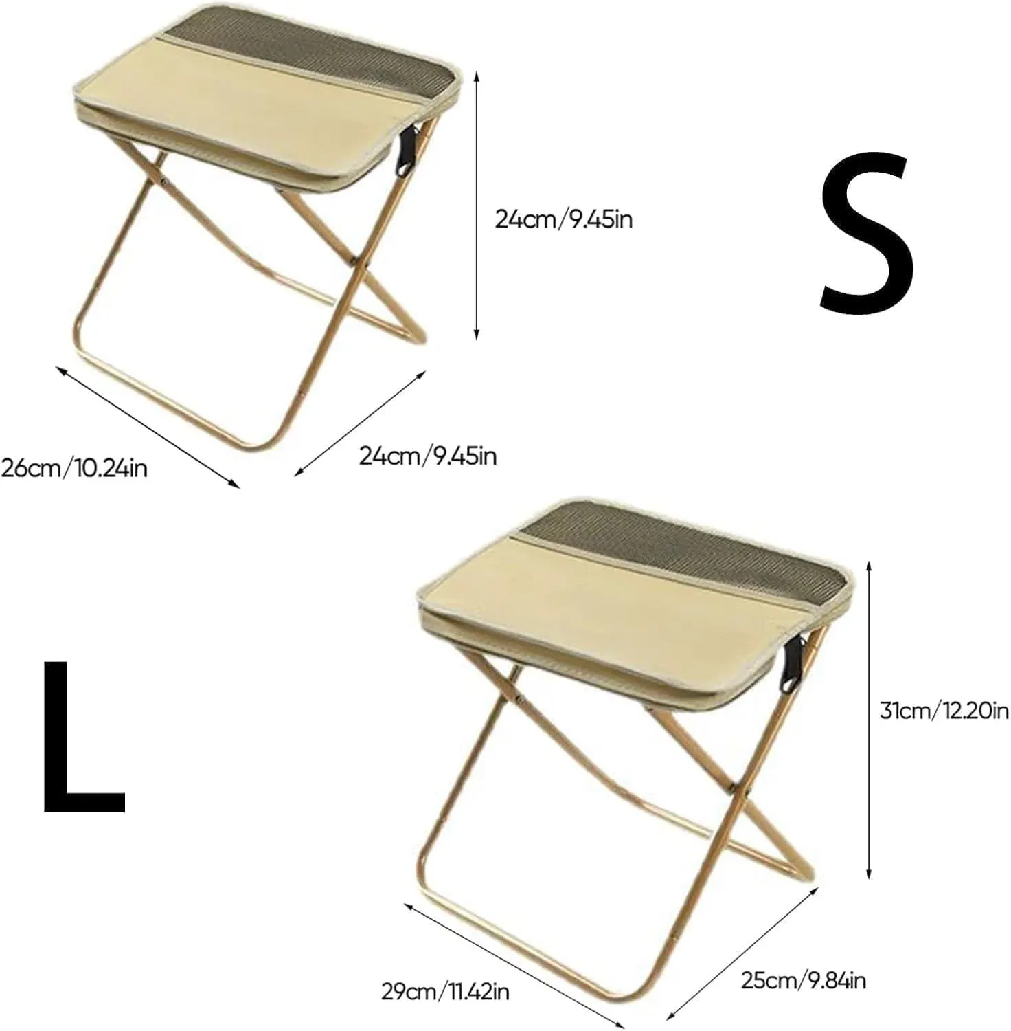 Foldable Backpack Stool, Mini Outdoor Camping Collapsible Stool, Portable Small Fishing Chair with Adjustable Strap, Lightweight Folding Slacker Chairs for Fishing, Golf, Picnics, Concert(Khaki,Small)