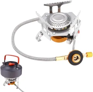 Foldable Backpacking Stove Portable Burner For Outdoor Cooking, 3500W Efficient Gas Stove With Piezo Ignition, Portable Camping Stove, 360° Windproof With Stable Triangle Support