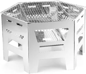 Foldable BBQ Grill Portable Charcoal Stainless Steel Wood Burning Stove for Outdoor Camping