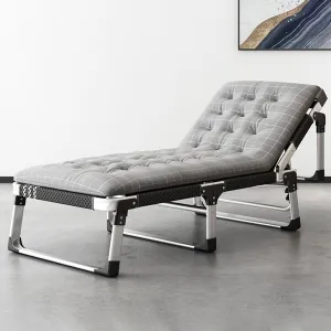 Foldable Bed Camping Cots for Adults Aluminum Alloy Portable Folding Sleeping Cot with Mattress 5-Position Fold Up Chair Bed